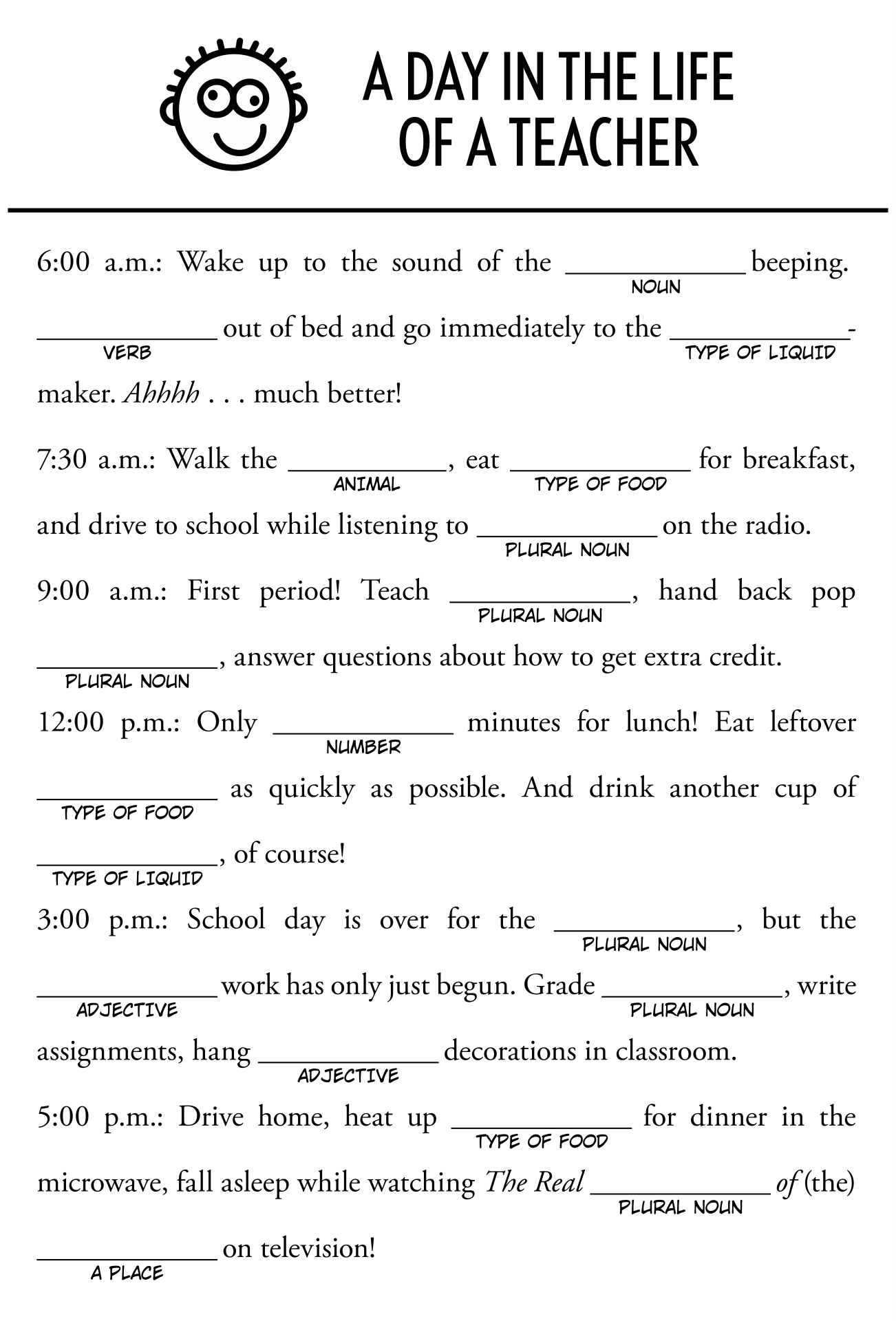 10 Best Office Mad Libs Printable Printablee