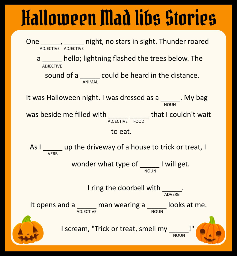 15 Best Adult Halloween Mad Libs Printable Printablee