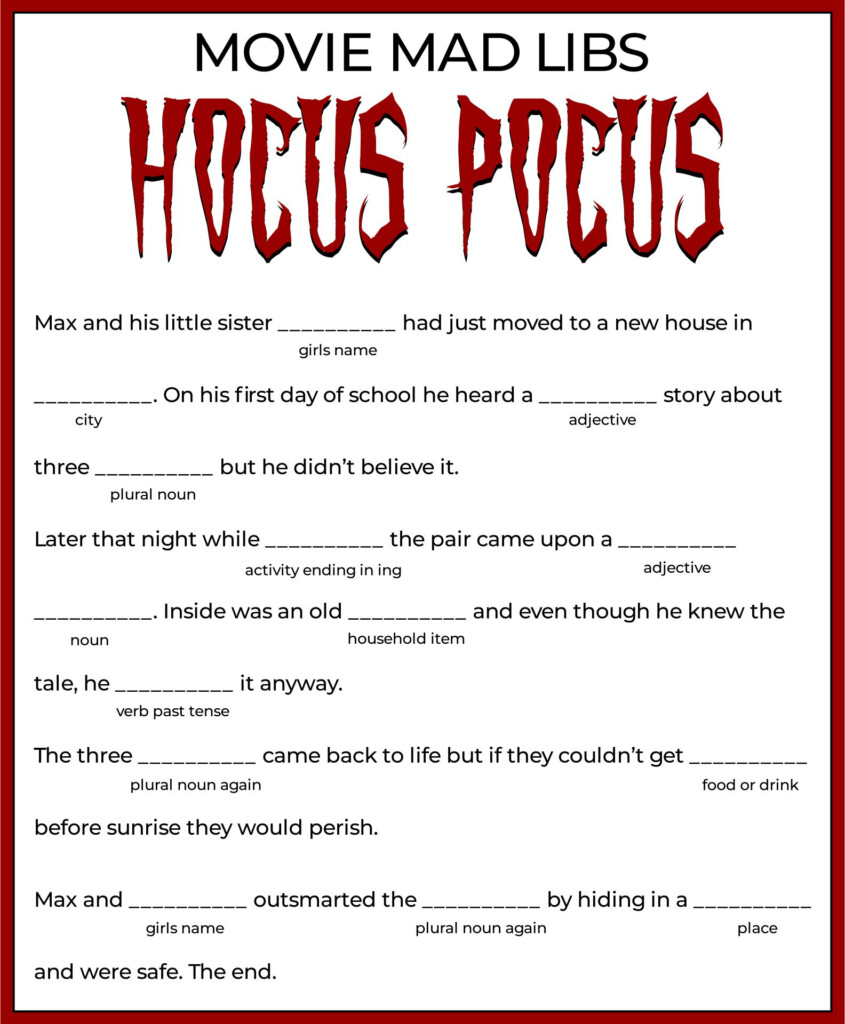 15 Best Free Halloween Mad Lib Printables Printablee