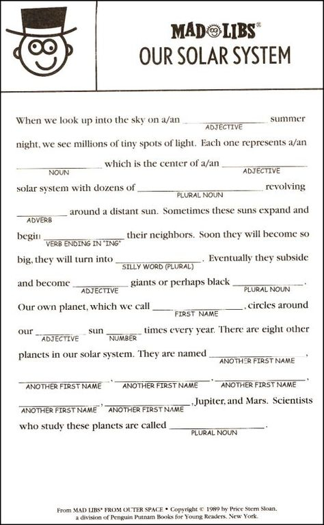 150 Mad Libs Fill in the Blank Games Ideas Mad Libs Lib Printable 