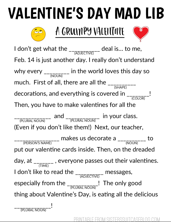 19 Romantic Valentine Mad Libs Kitty Baby Love