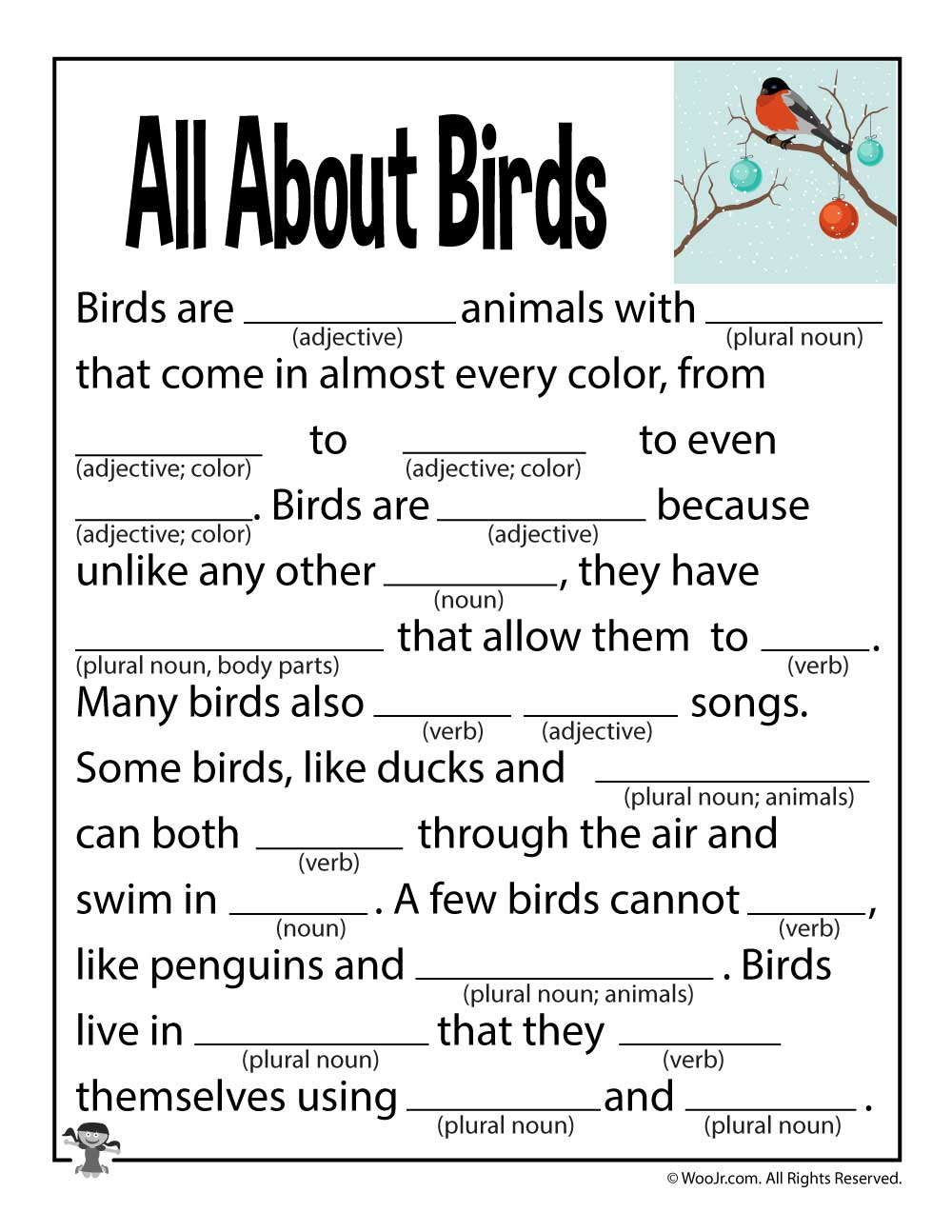 All About Birds Mad Libs Woo Jr Kids Activities