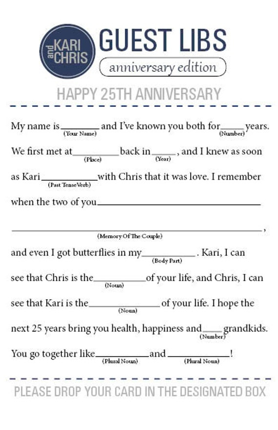 Anniversary Mad Libs