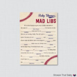 Baseball Baby Shower Mad Libs Printable Baby Shower Advice