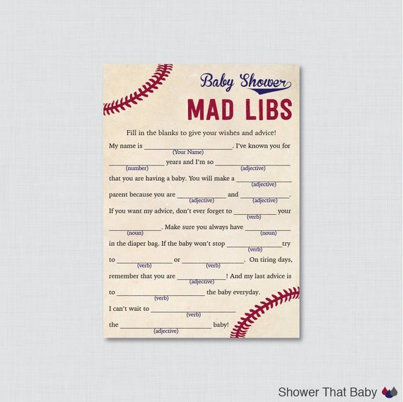 Baseball Baby Shower Mad Libs Printable Baby Shower Advice