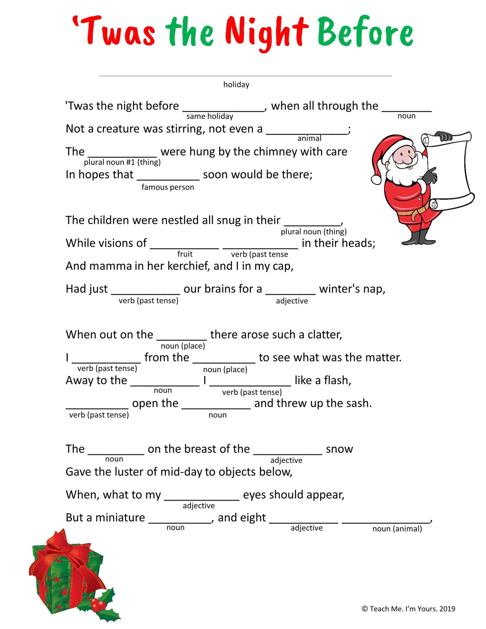 Christmas Mad Libs Printable Teach Me I 39 m Yours 