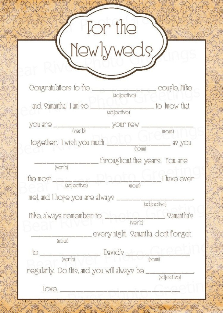 Customizable quot Wedding Advice quot Mad Libs I Love These We Could Put 