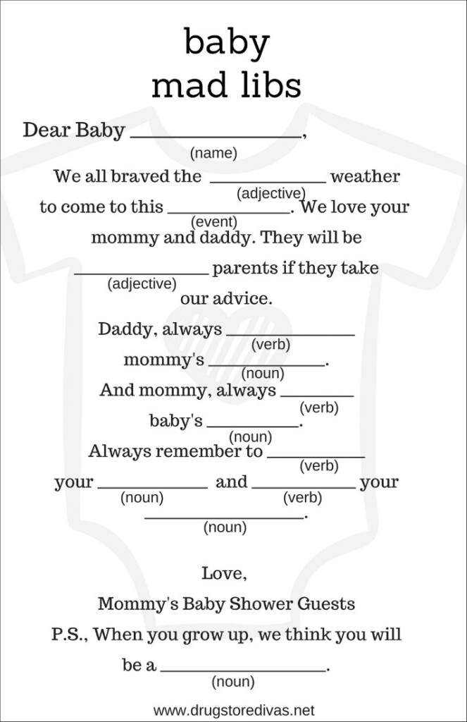 DIY Baby Shower Mad Libs with Free Printables Drugstore Divas