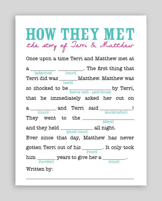 DIY Printable Wedding MadLibs By Swooncreative On Etsy 25 00 