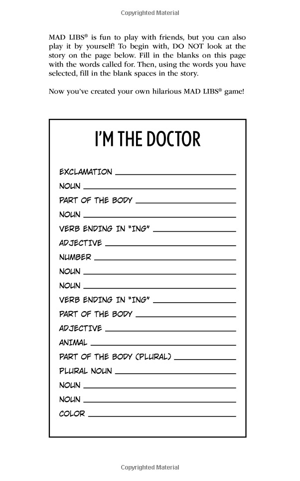 Doctor Who Mad Libs Price Stern Sloan Book In Stock Buy Now At 