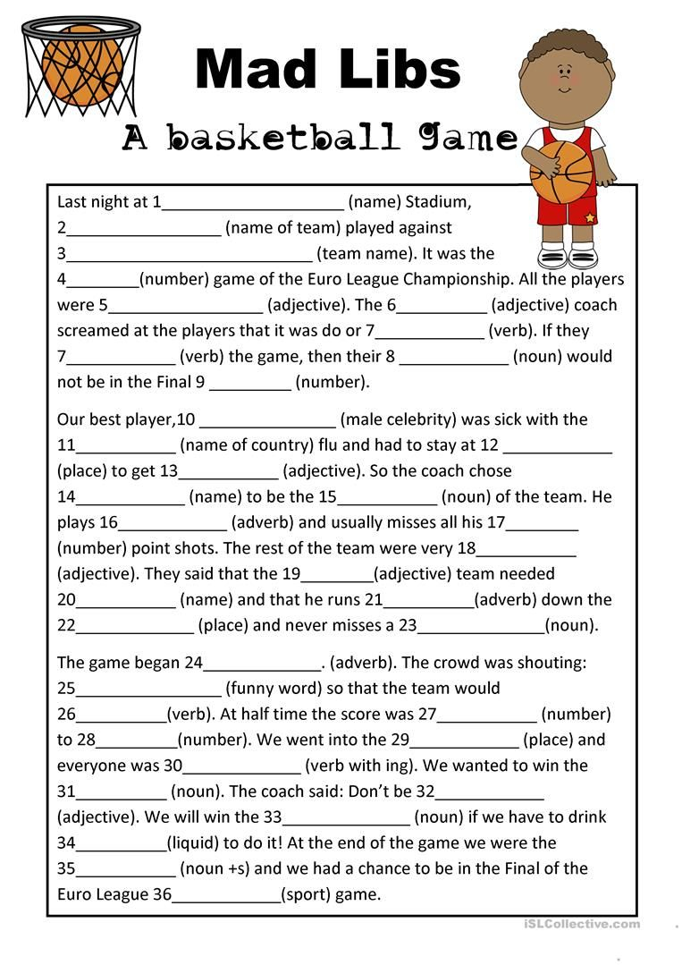 English Esl Mad Libs Worksheets Most Downloaded 9 Results Kids 