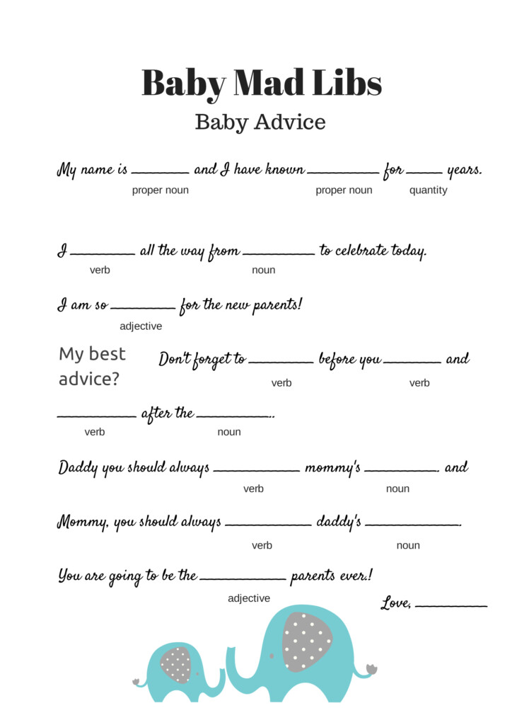 FREE Baby Mad Libs Game Baby Advice Baby Shower Ideas Themes Games