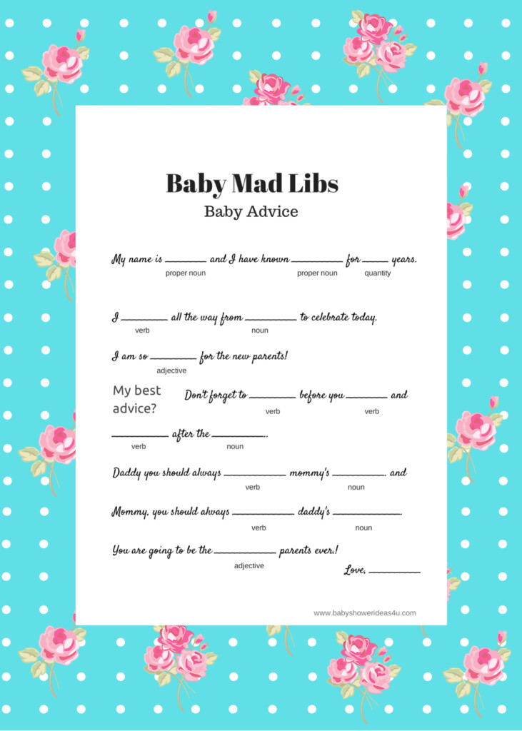 FREE Baby Shower Mad Libs Template Baby Shower Ideas 4U