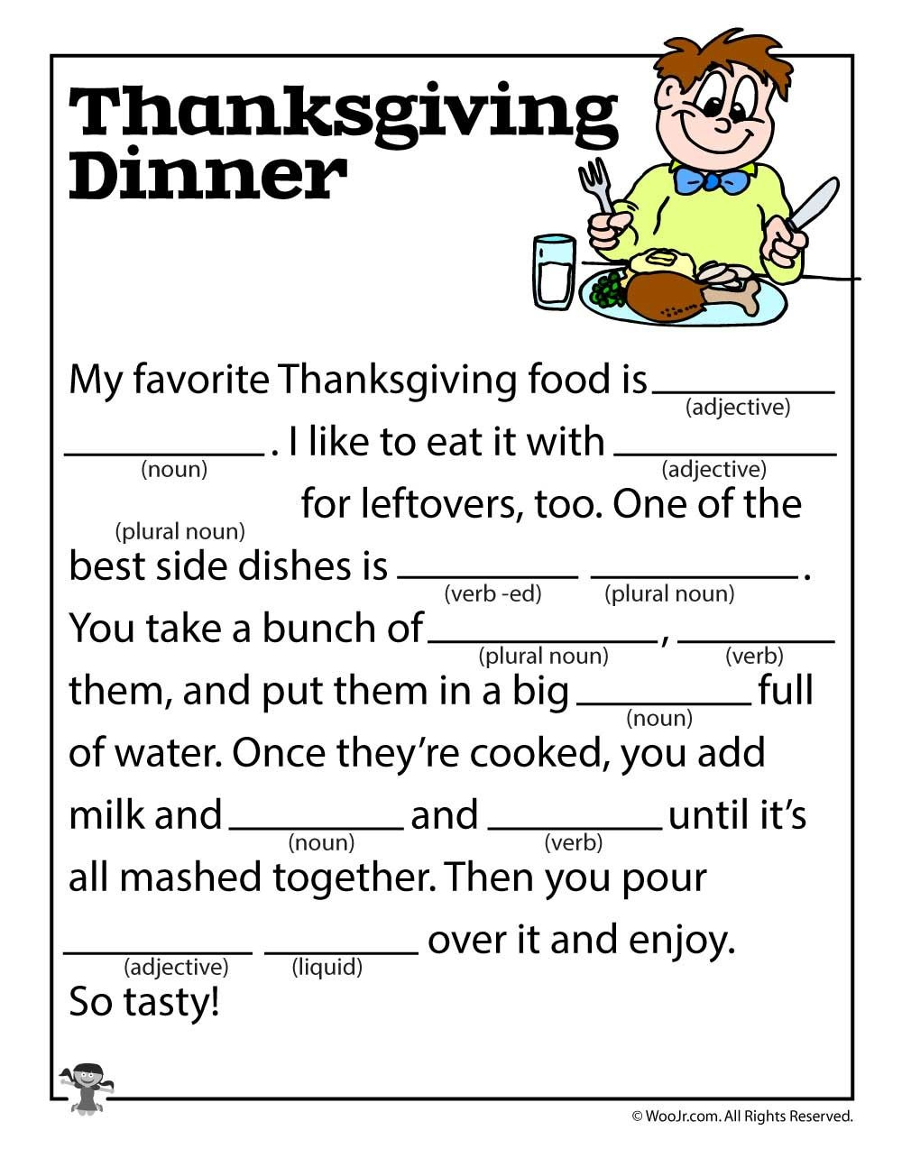 Free Printable Thanksgiving Mad Libs Free Printable