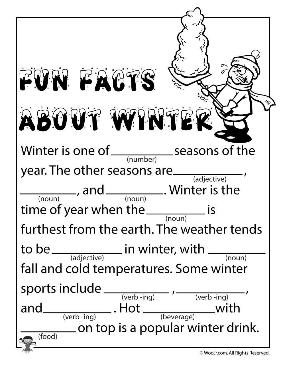 Fun Facts About Winter Mad Libs Winter Words Fun Facts For Kids