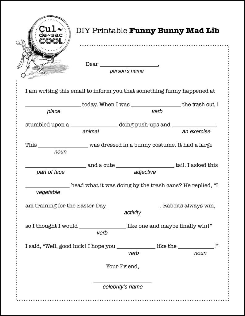 Funny Bunny Mad Lib Easter Party Games Easter Sunday School Easter 