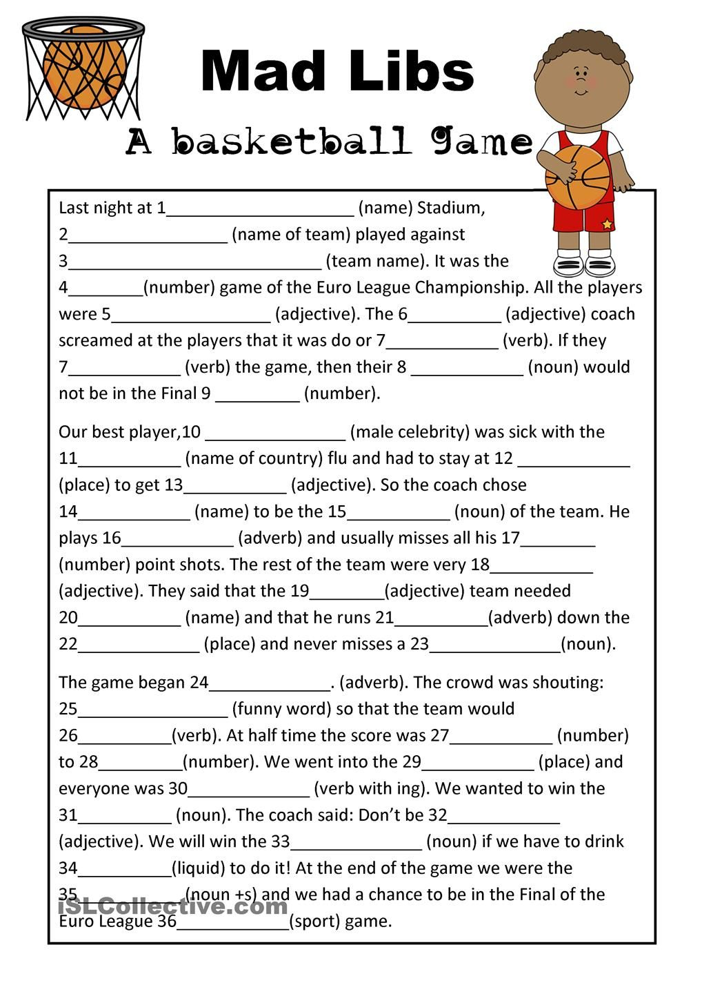 Funny Mad Libs Printable Worksheets Printable Worksheets