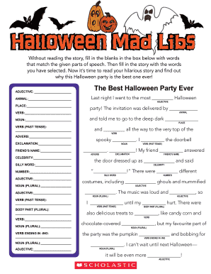 Halloween Mad Libs Form Fill Out And Sign Printable PDF Template 