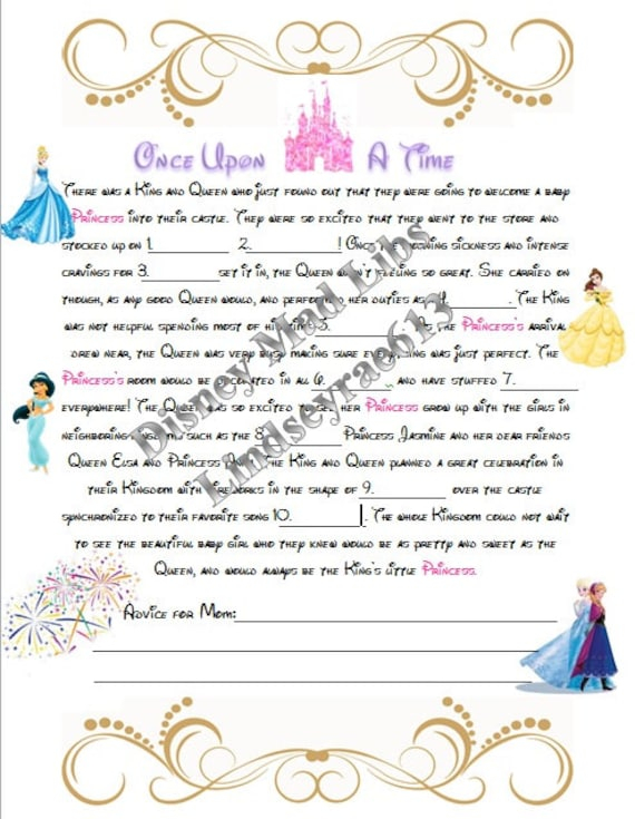 Instant Download Disney Princess Baby Shower Mad Libs Baby