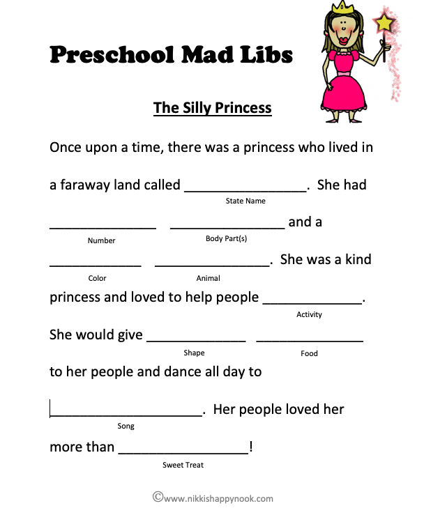 Mad Libs For Preschool FREE Printable Nikkishappynook Preschool 