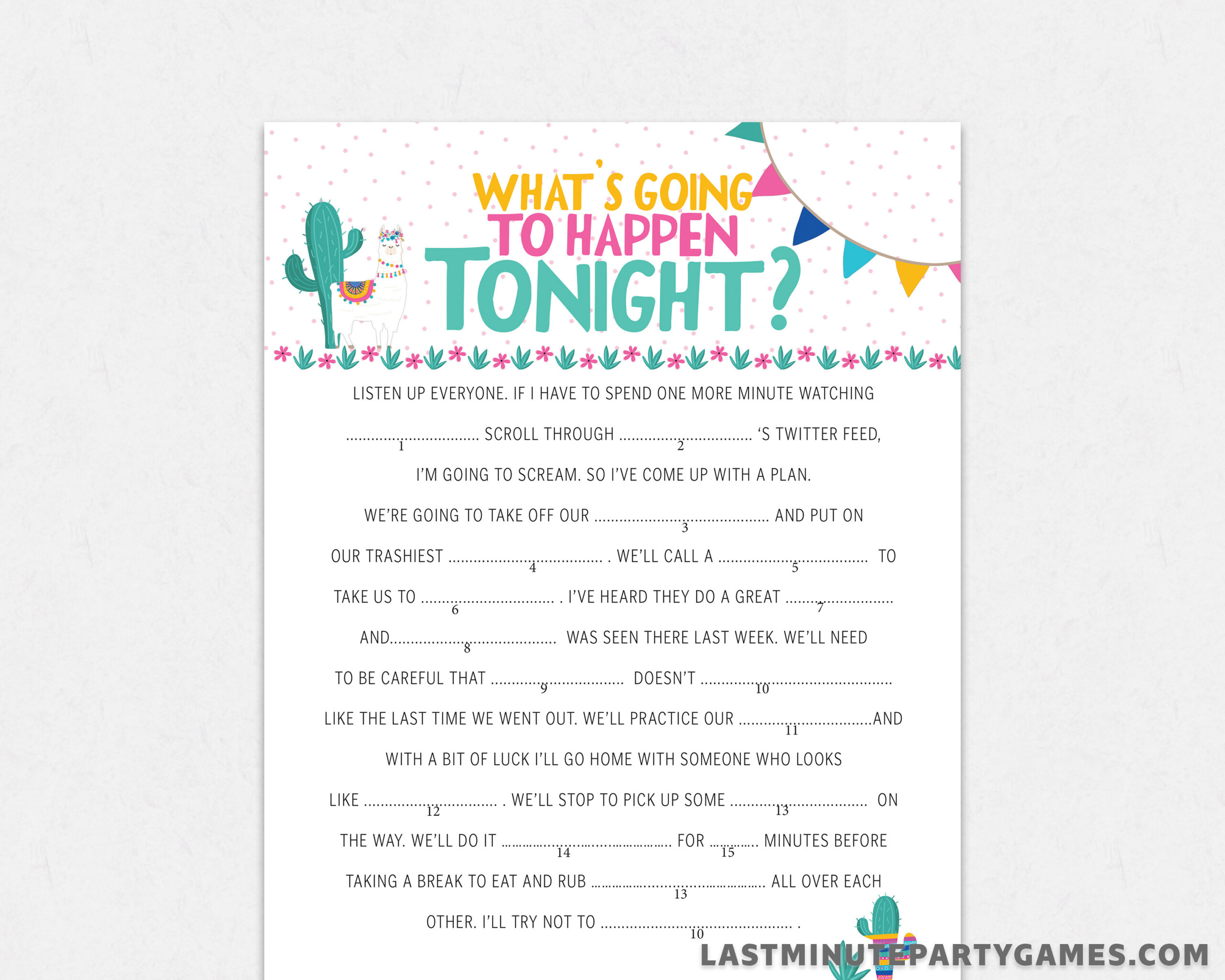 Mad Libs Game For Girls Night What Will Happen Tonight Etsy