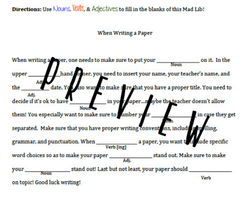 Mad Libs Packet By Stephanie Wolters Teachers Pay Teachers