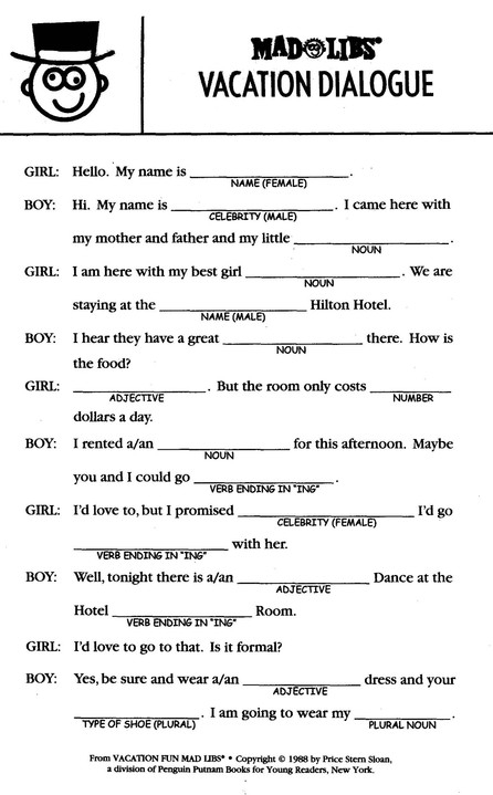 Mad Libs Vacation Answers Yoktravels