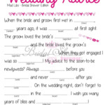 Mad Libs Wedding Advice Bridal Shower Game PINK Fun