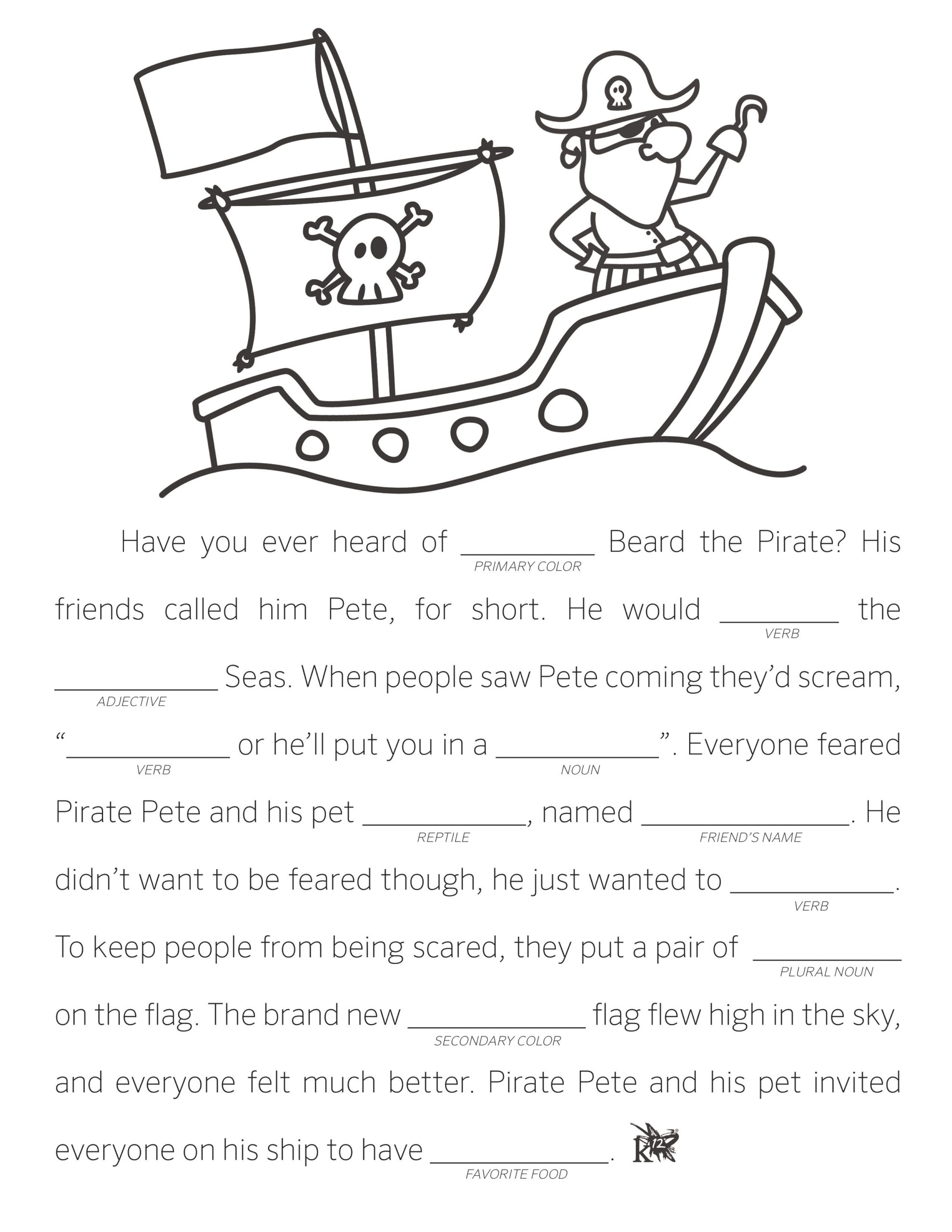 Make Your Own Fill In The Blank Stories Pirate Activities Mad Libs 