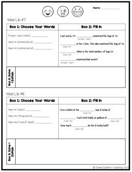 Math Mad Libs Using Multiplication Facts Third Grade Distance Learning