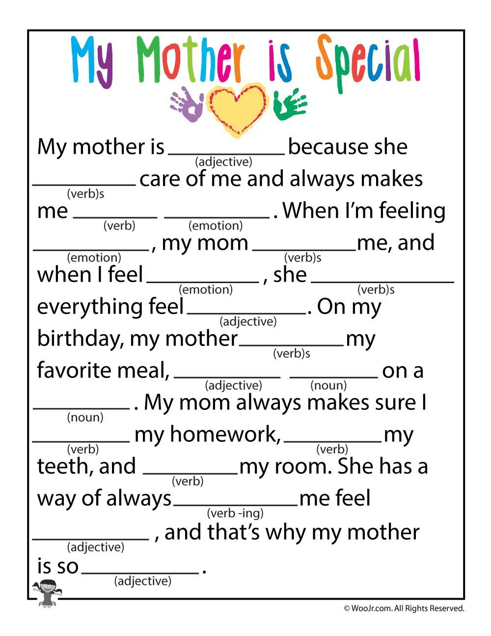 Mother 39 s Day Ad Lib Fill In Stories Kindergarten Worksheets Kids Mad