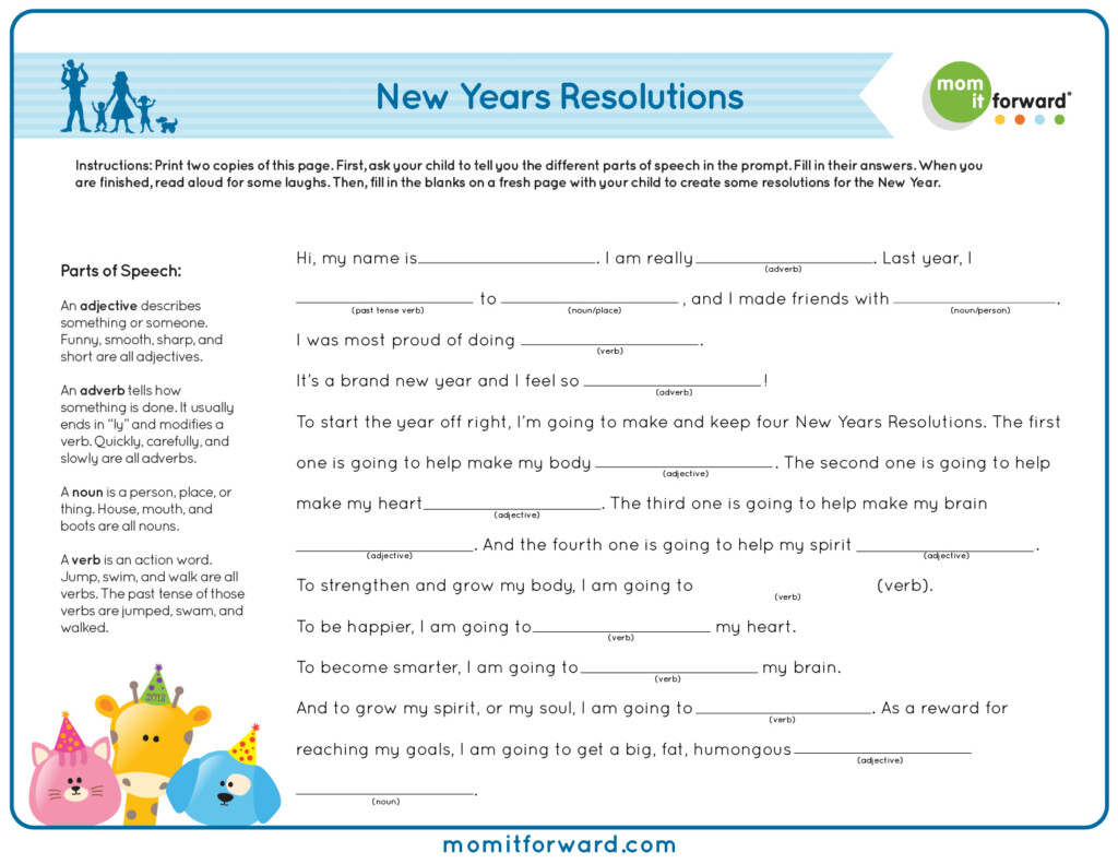 New Years Resolutions Mad Lib Printable Mom It ForwardMom It Forward