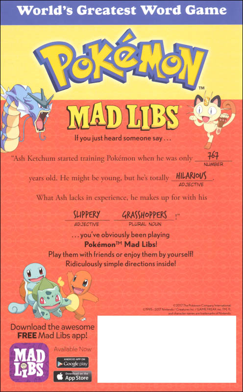 Pokemon Mad Libs Penguin Young Readers 9781524785994