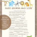 Printable Baby Shower Mad Libs Jungle Theme Print It Baby Baby
