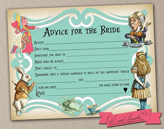 Printable DIY Alice In Wonderland Mad Libs By EventPrintables Bridal 