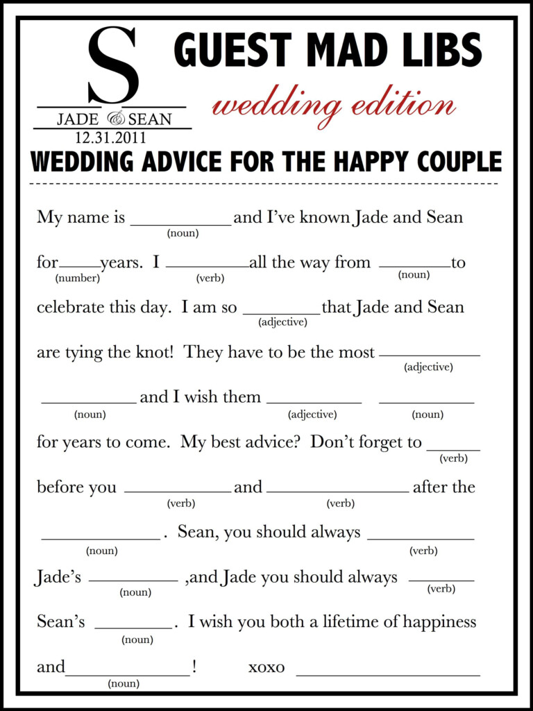 Printable Funny Wedding Mad Libs Template Moksliukesgeras