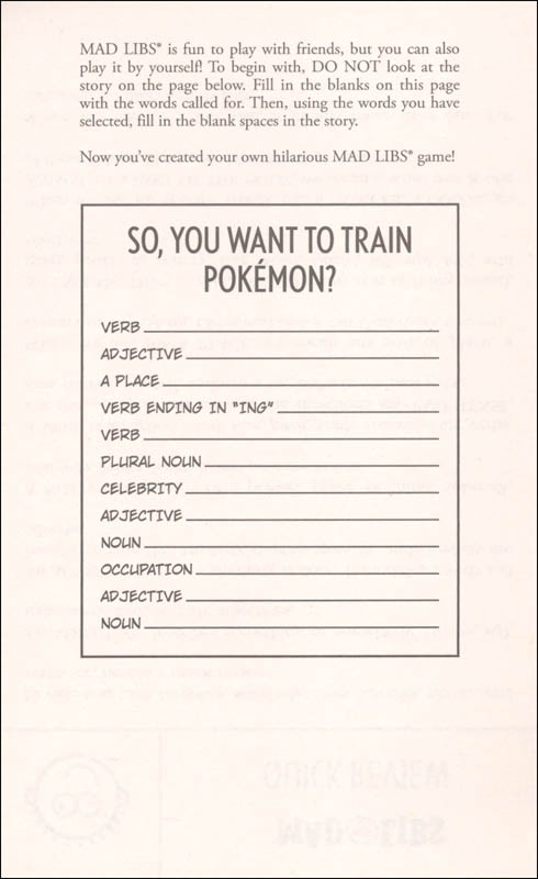 Printable Pokemon Mad Libs 2022 Printablemadlibs