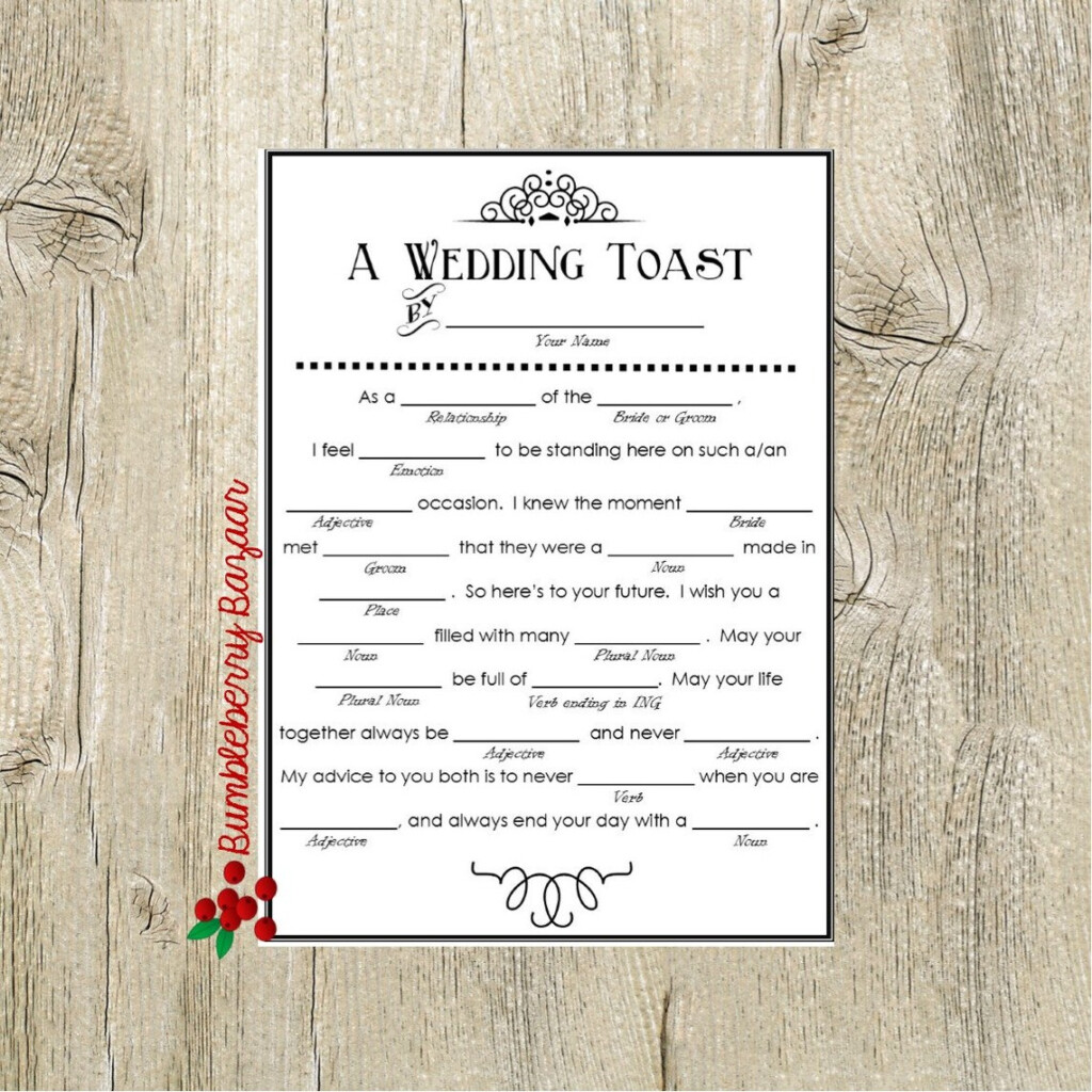 Printable Wedding Toast Mad Lib Etsy