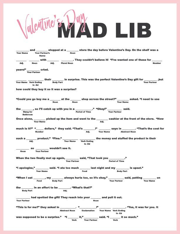 Romantic Mad lib perfect For Valentine 39 s Day Or Anniversary