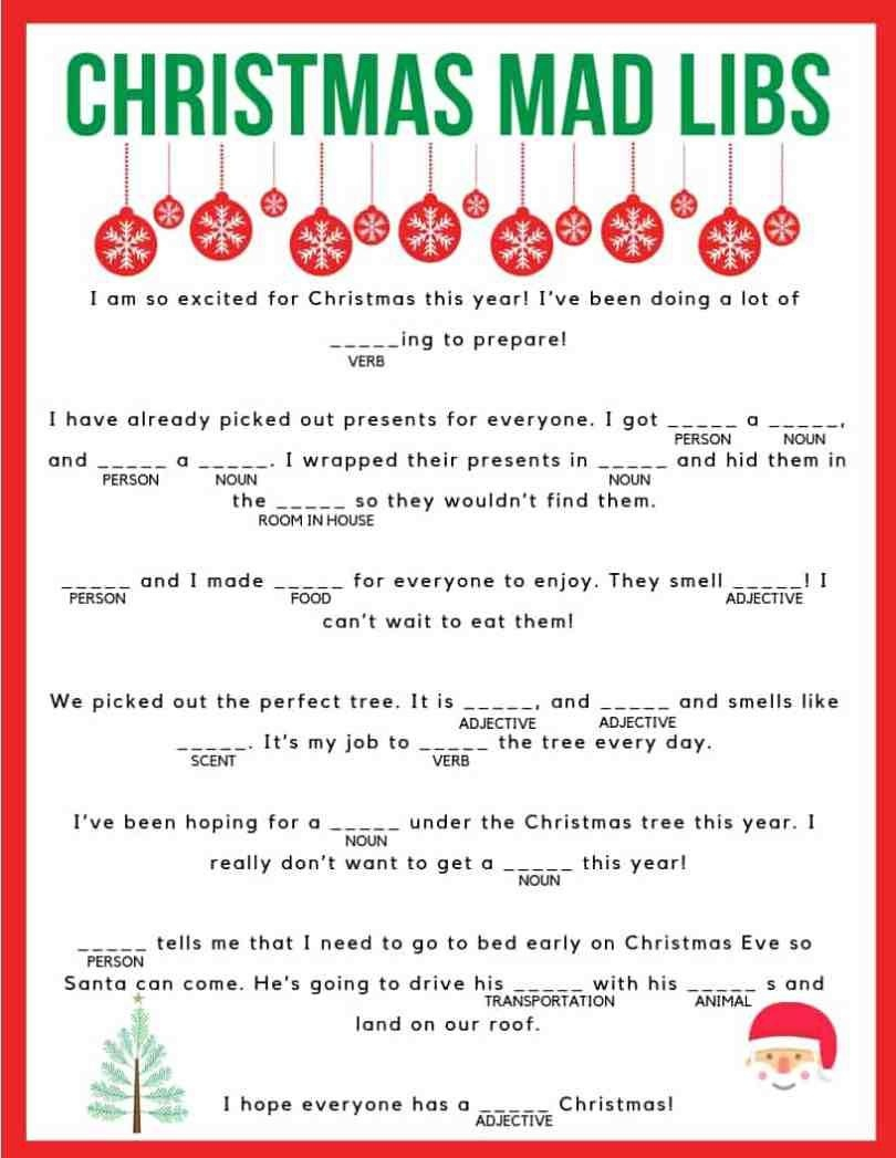 Santa Claus Is Coming To Town Mad Libs Grandkids Christmas