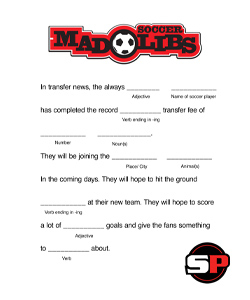 SoccerPro Mad Libs Coloring Pages SoccerPro