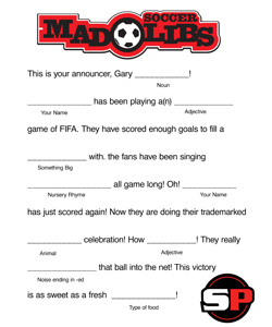 SoccerPro Mad Libs Coloring Pages SoccerPro