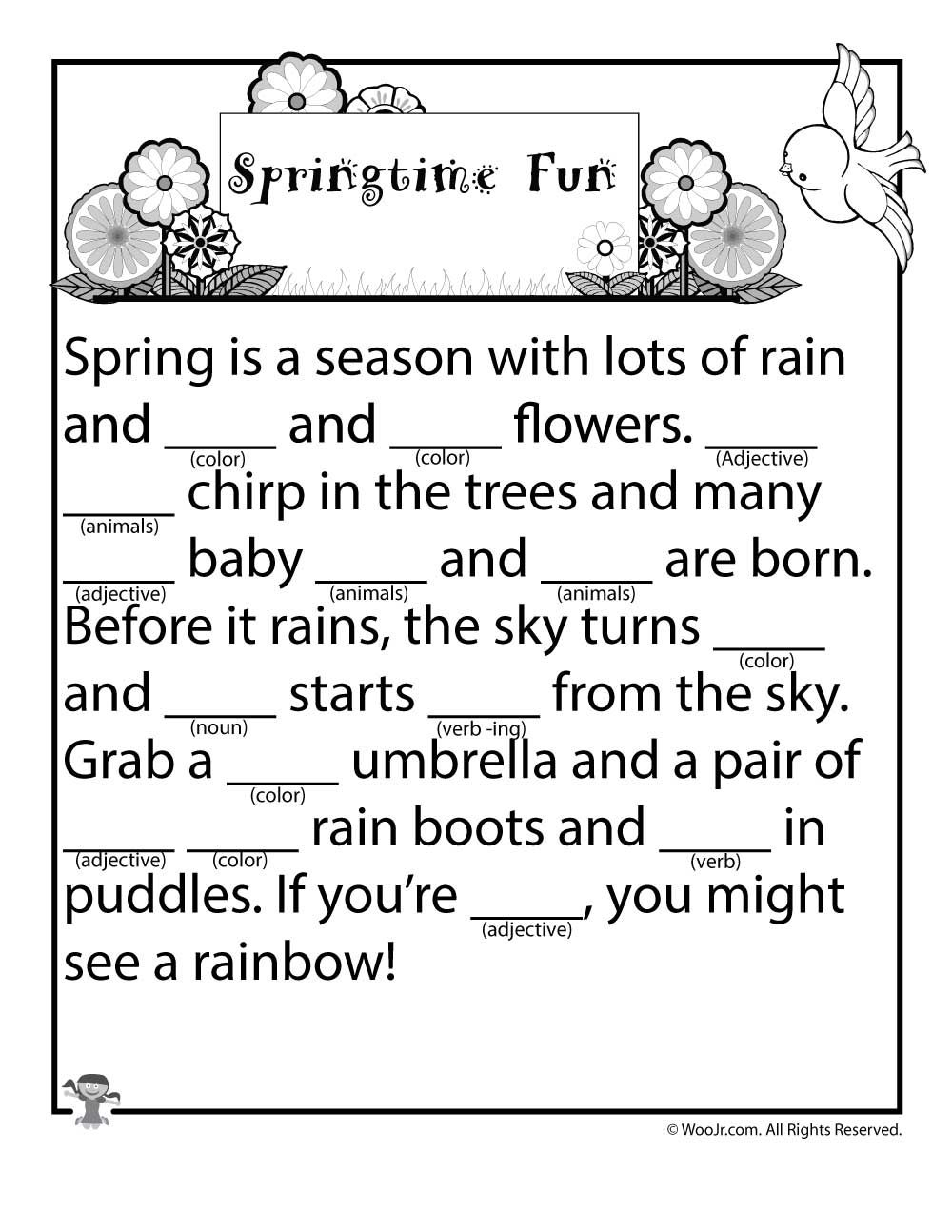 Spring mad libs children Woo Jr Kids Activities Substitute 