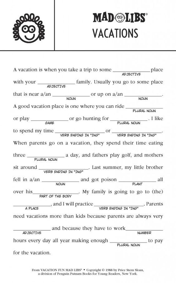 Summer Mad Lib FREE Printable Printable Mad Libs Mad Lib For Kids