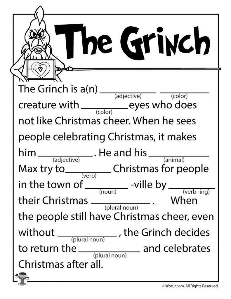 The Grinch Mad Lib School Christmas Party Grinch Party Grinch Stole 