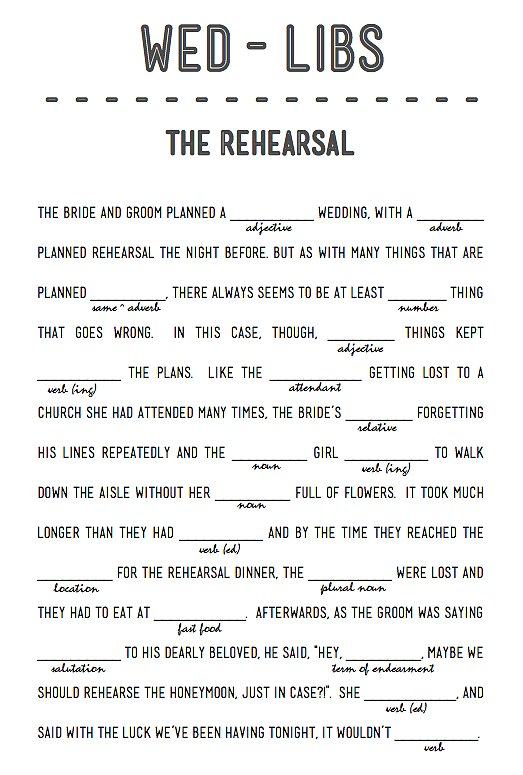 The Rehearsal 14 Free Fun And Printable Wedding Mad Libs POPSUGAR 