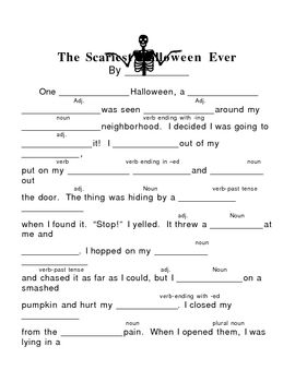 This Mad Lib type Activity Is Very Entertaining On Halloween My 