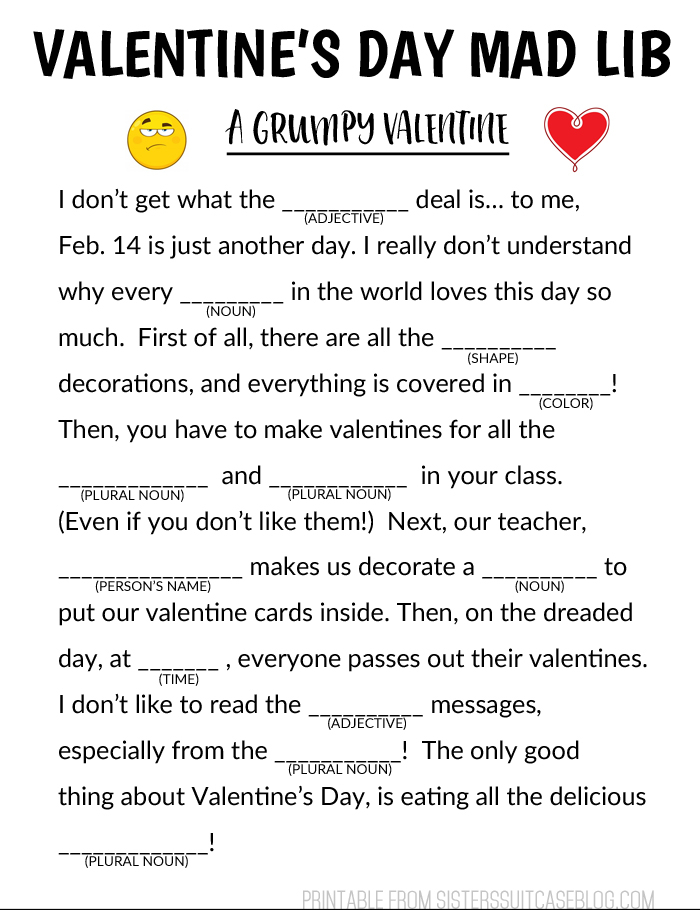 Valentine 39 s Day Mad Libs For Kids