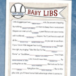 Vintage Baseball Baby Boy Shower Game Mad Libs Parenthood