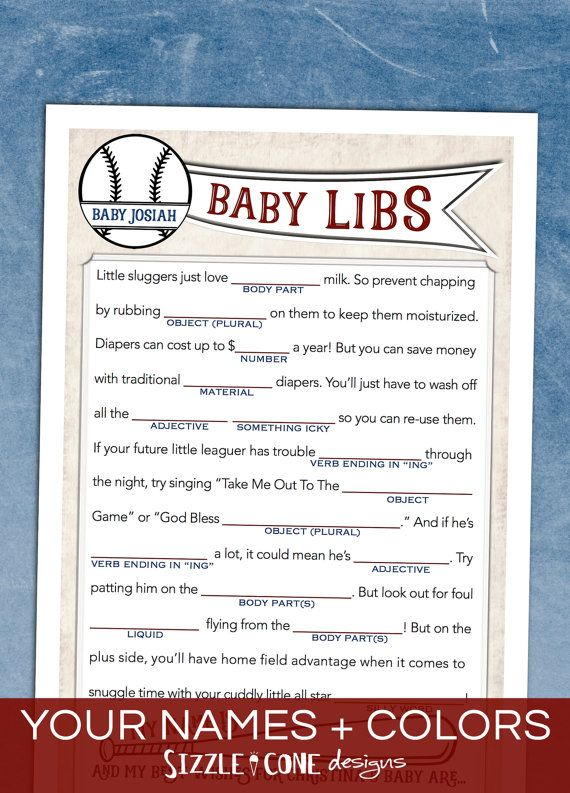 Vintage Baseball Baby Boy Shower Game Mad Libs Parenthood 